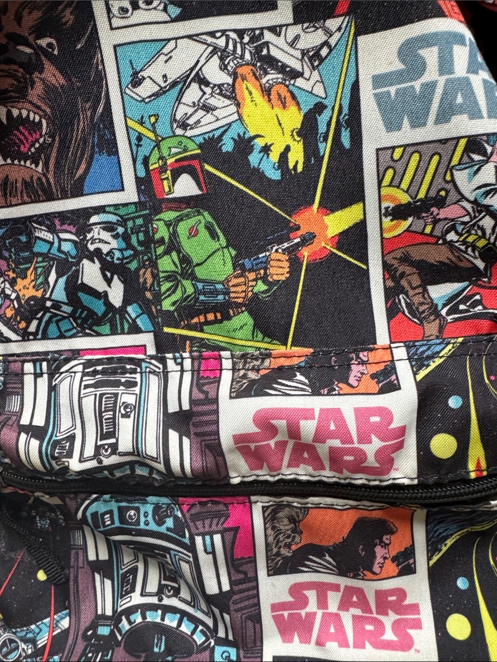 Star Wars Comic Print Backpack Chewbacca Darth Vader R2-D2 School Travel Bag - Picture 10 of 11